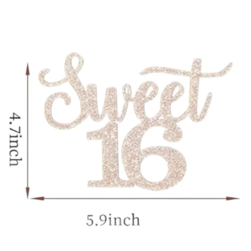 🌻Happy 16h Birthday Rose Gold Crown Tiara One Size and Cake Topper_9